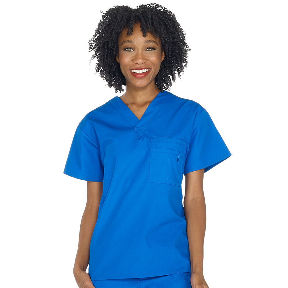 Nurse Uniform Workwear Women Short Sleeve V-neck Solid Color