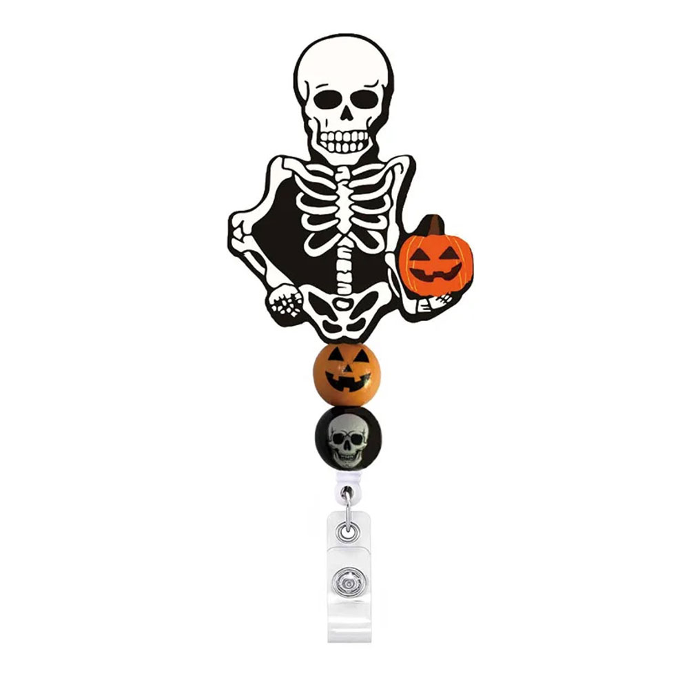 BR-HWST - ID Badge Holder - HALLOWEEN SKELETON