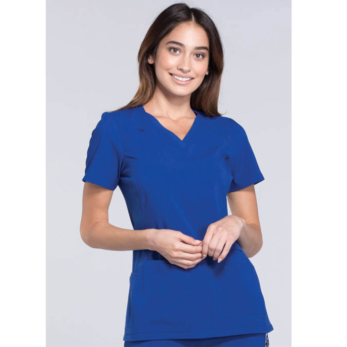 Cherokee-iFlex-CK605-V-Neck-Knit-Panel-Scrub-Top