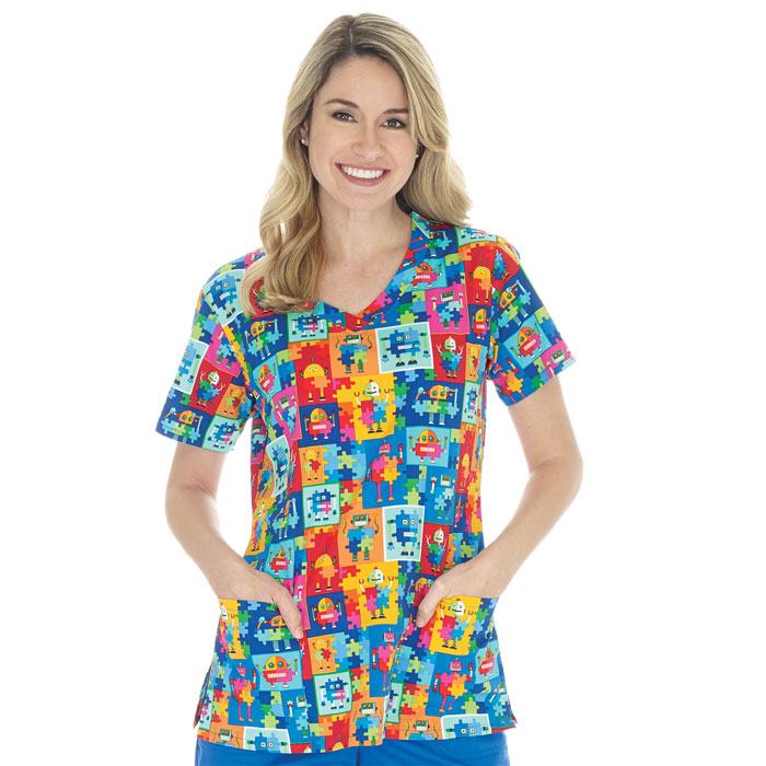 bio - bring it on - 5208-3253 - Overlap V-Neck Scrub Top - Aut o Bots