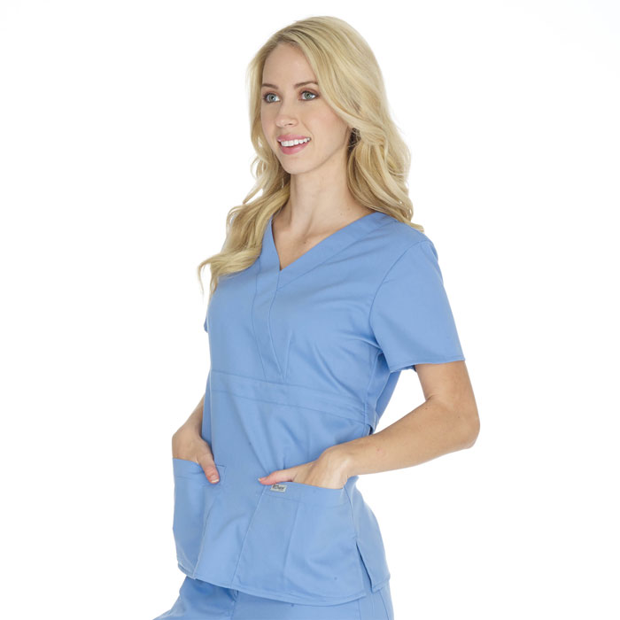 Grey's Anatomy Signature Women's Plus Size 3 Pocket Mock Wrap