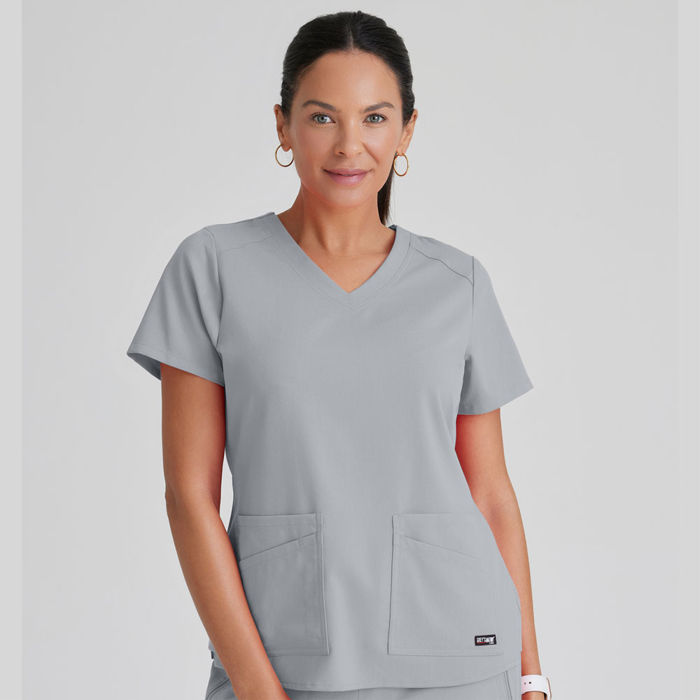 Greys-Anatomy-GRST011-Womens-4-Pkt-V-Neck-Shoulder-Yoke-Top