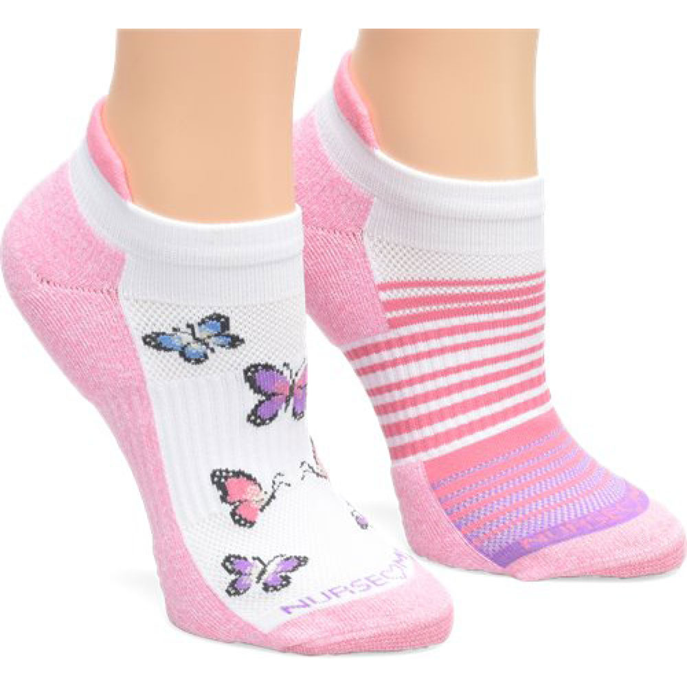 Nurse Mates - Ladies Perfomance Anklets - BUTTERFLY STRIPE - NA0047499