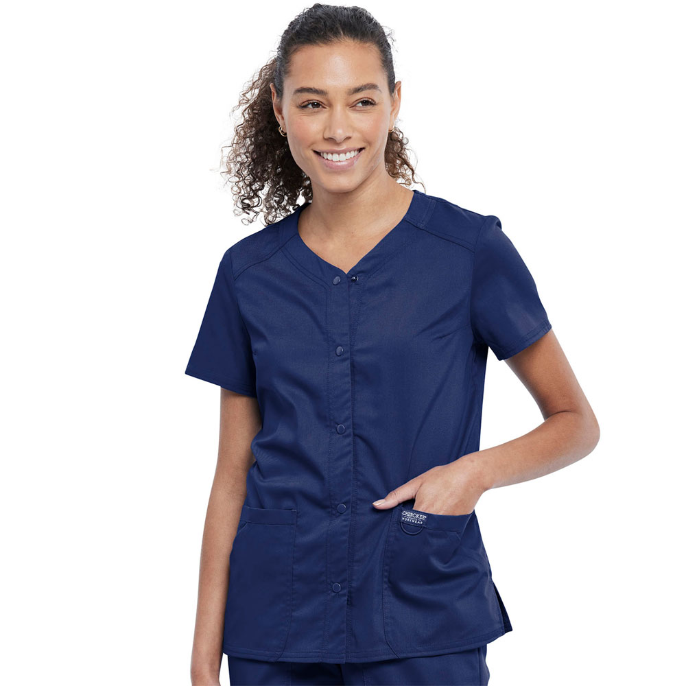 Workwear-Professionals-WW622-Snap-Front-V-Neck-Top