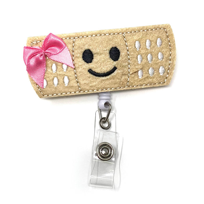 PNKBAND - ID Badge Holder - Pink Bow Band-aid